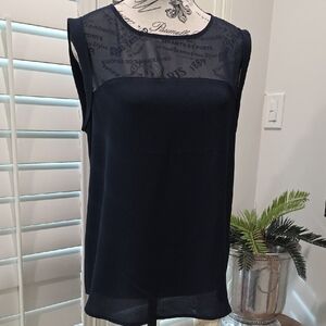 RW&CO. Navy Sheer Panel Blouse